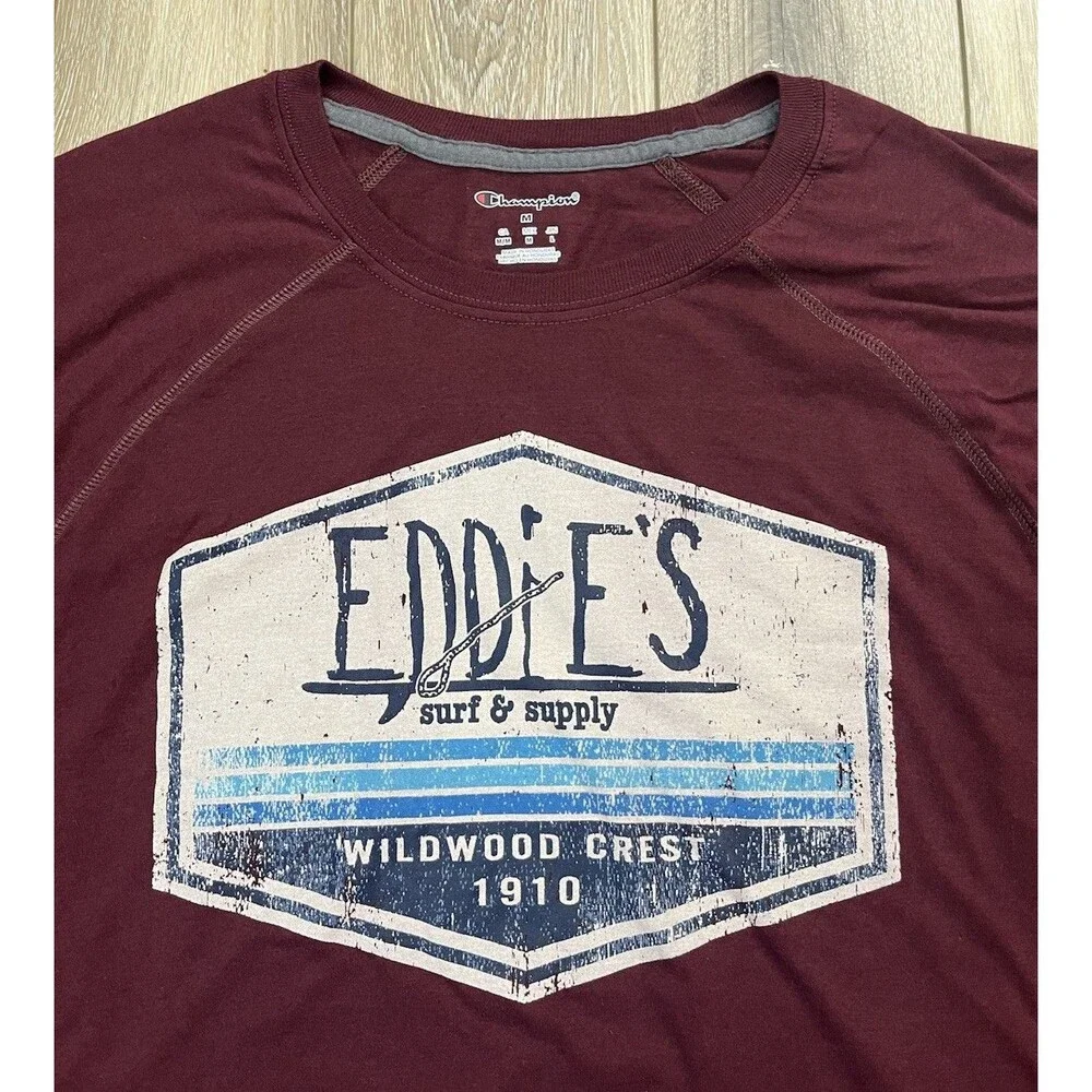 Champion Long Sleeve Eddie’s Surf & Supply Crewneck Shirt Mens Sz Medium - Picture 3 of 9